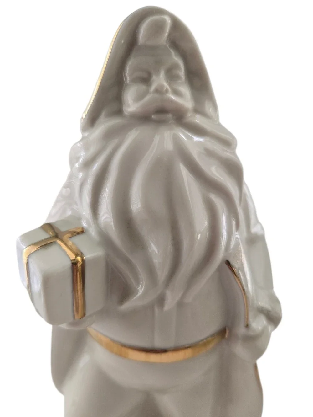 Mikasa Christmas Harmony “Santa & Presents” Porcelain Figurine 10” White Gold